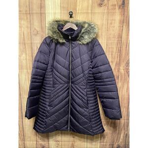 Lands’ End XL 18 Women's FeatherFree Cozy Fleece Lined Winter Coat purple